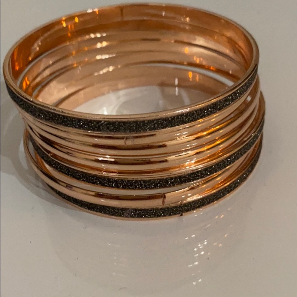 Rose Gold and Black Stackable Bracelets